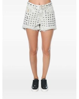 One Teaspoon Truckers Studded Denim Shorts - White