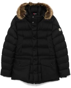 Moncler Faux-Fur-Trim Padded Jacket - Black