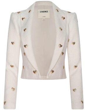 L'Agence Jen Heart-Embellished Blazer - White