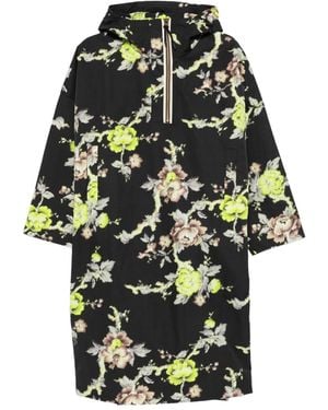 Psophia Parka Con Capucha Y Motivo Floral - Negro