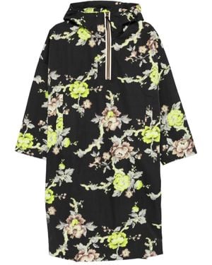 Psophia Floral-Print Hooded Parka - Black