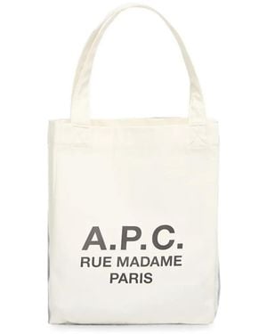 A.P.C. Small 2.0 Rue Madame Tote Bag - White