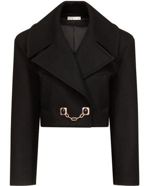 Area Chain-Detailing Cropped Jacket - Black