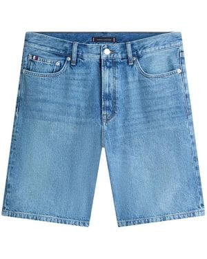 Tommy Hilfiger Short En Jean À Effet Délavé - Blue