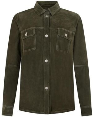 Moorer Flap-Pocket Leather Jacket - Green