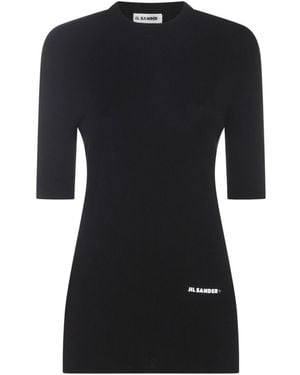 Jil Sander Logo-Print Mini Dress - Black