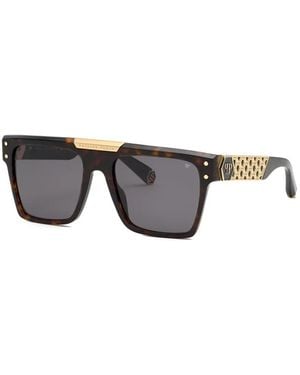 Philipp Plein Tortoiseshell-Effect Square-Frame Sunglasses - Grey