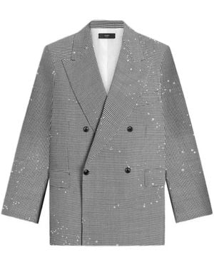 Amiri Double-Breasted Peak Lapel Sequins Jkt - Grey