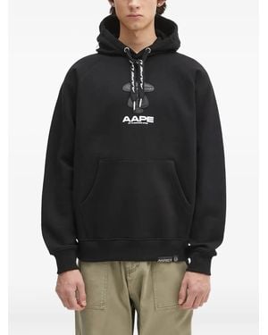 Aape By A Bathing Ape Moonface-Logo Hoodie - Grey