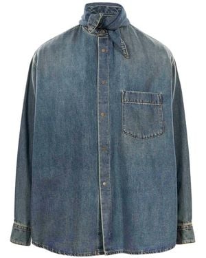 DARKPARK Scarf-Detail Denim Shirt - Blue