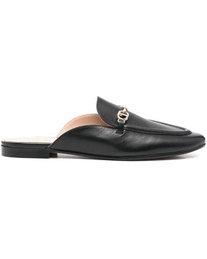 Twinset Oval T Leather Slippers - Black