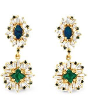 Suzanne Kalan Opal And Emerald Drop Earrings - Metallic