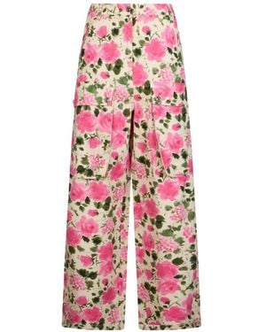 Liu Jo Pantalones Cargo Con Estampado Floral - Blanco