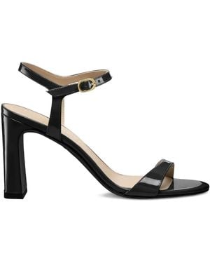 Stuart Weitzman Patent Leather Ankle-Strap Sandals - Black