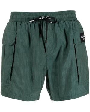 Balmain Logo-Patch Drawstring Swim Shorts - Green