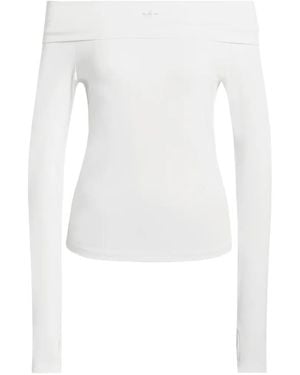 adidas Long-Sleeve Off-The-Shoulder Top - White