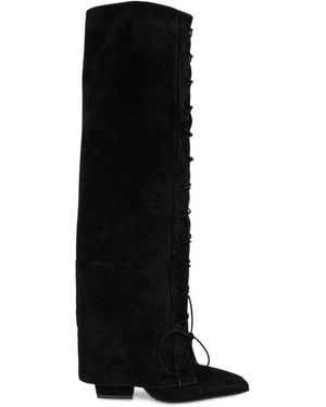 Paris Texas 100Mm Lace-Up Pointed Over-The-Knee Boots - Black