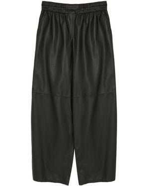 Yves Salomon Leather Wide-Leg Trousers - Grey