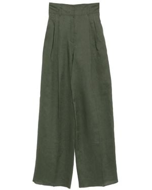 Max Mara Pantalon Ample À Taille Ceinturée - Green