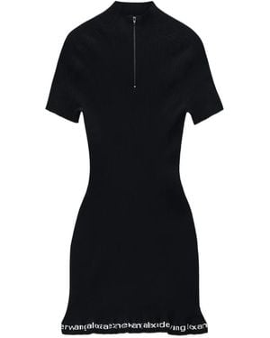 Alexander Wang Geribbelde Mini-Jurk Met Logodetail - Zwart