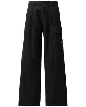 C.P. Company Micro-Reps Boxy Pleats Cargo Trousers - Black