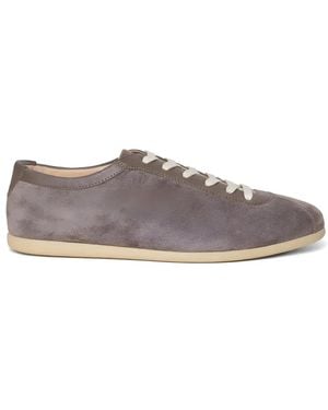 Brunello Cucinelli Lace-Up Leather Trainers - Grey