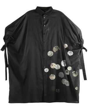 Y's Yohji Yamamoto Graphic-Print Tie-Sleeve Shirt - Black