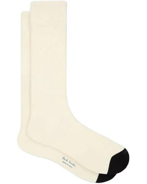 Paul Smith Ribbed-Knit Contrast-Toe Socks - White