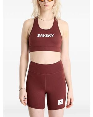 Saysky Combat Logo-Print Sports Bra - Red