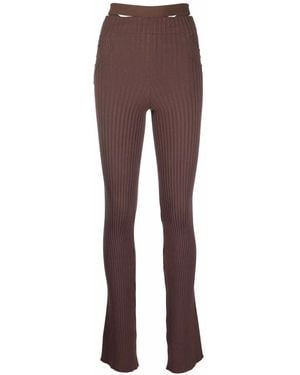 ANDREADAMO Ribbed-Knit Flared Trousers - Purple