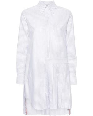 Thom Browne White Striped Cotton Shirtdress