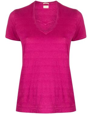 Massimo Alba Flores Short-Sleeve Linen T-Shirt - Pink