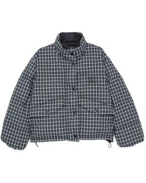 Miu Miu Check-Pattern Quilted Jacket - Blue