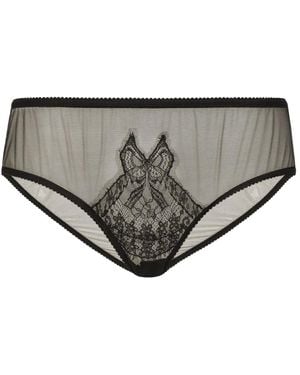 Dolce & Gabbana Tulle-Lace Overlay Briefs - Grey