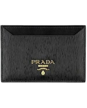 Prada Vitello Move Logo-Plaque Calfskin Wallet - Black
