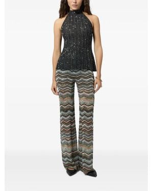 Missoni Chevron Palazzo Pants With Sequins - Natural