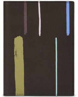 Paul Smith Painted Stripe' Leather Passport Cover - Black