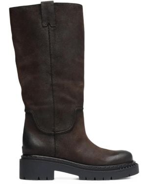 Ash Detroit Leather Knee-High Boots - Black