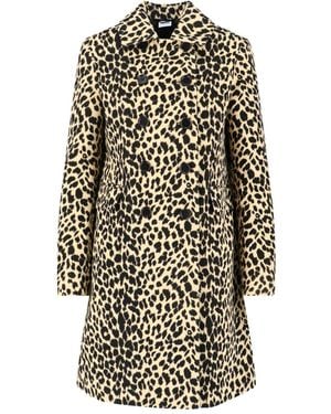 Aspesi Abrigo Con Doble Botonadura Y Estampado De Leopardo - Blanco