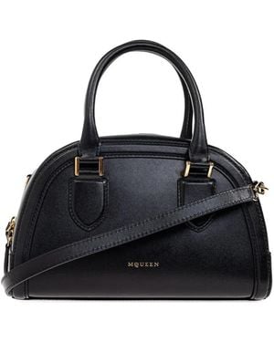 McQueen Mini Leather Tote Bag - Black