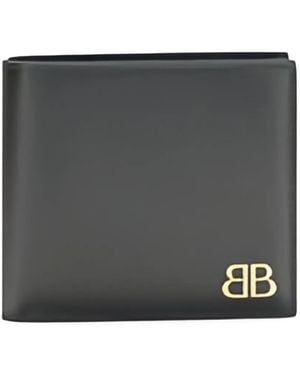 Balenciaga BB-logo leather wallet - Schwarz