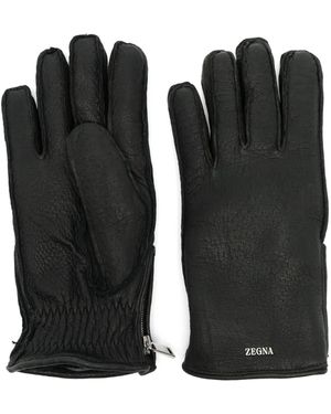 ZEGNA Guantes con letras del logo - Negro