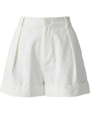 Toccin Nara Pleated Cuffed Shorts - White