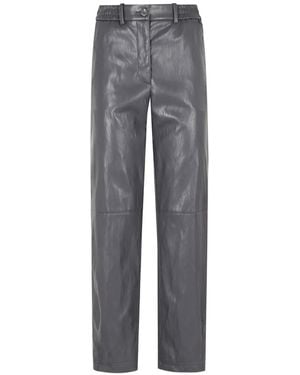Herno Elasticated-Waistband Faux-Leather Pants - Gray