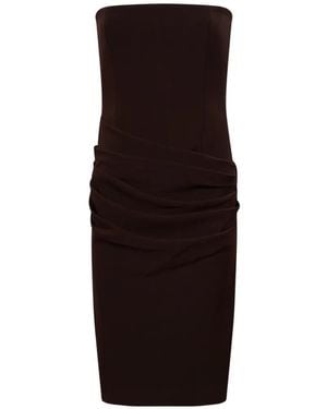 Alex Perry Strapless Draped Mid-Length Dress - Brown