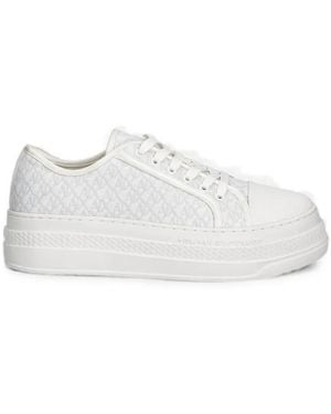 ARMANI EXCHANGE Monogram-Jacquard Platform Sneakers - White