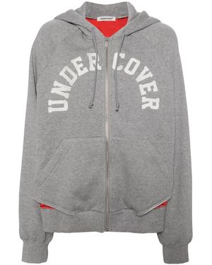 Undercover Logo-Embroidered Hooded Jacket - Gray