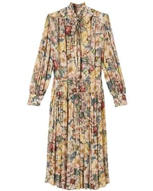Twinset Long Crépon Floral Dress - White