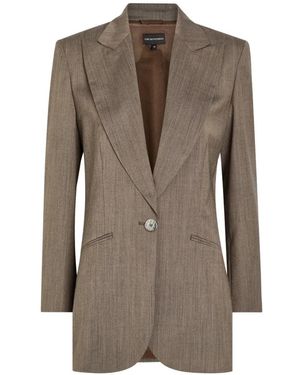 Emporio Armani Single-Breasted Blazer - Brown