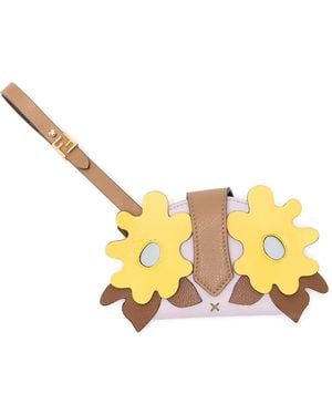 Fendi Floral-Appliqué Wallet - Metallic